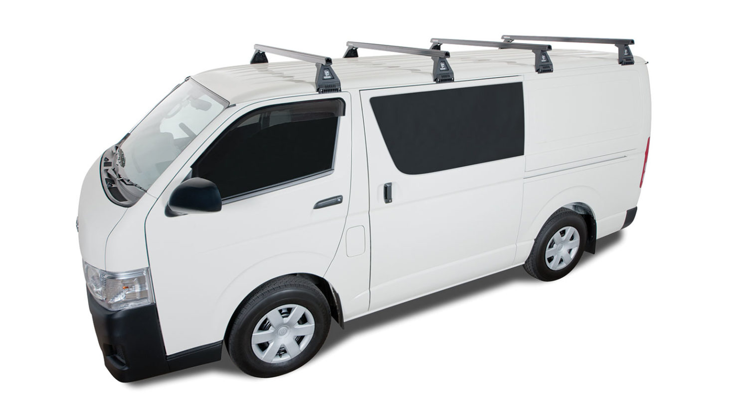 Toyota Hiace LWB 03/0505/19 RhinoRack Commercial Black Roof Racks (4