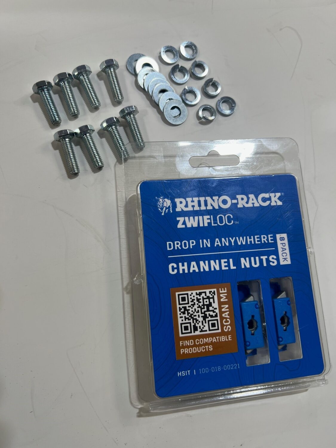 RhinoRack HSIT 6mm SWIFLOC Channel nuts & 20mm long bolts & washers (8
